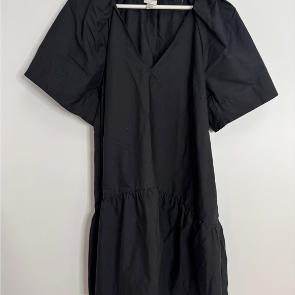 A New Day Black Tiered Mini Dress Size Small – Minimalist V-Neck Babydoll Style - Picture 2 of 5